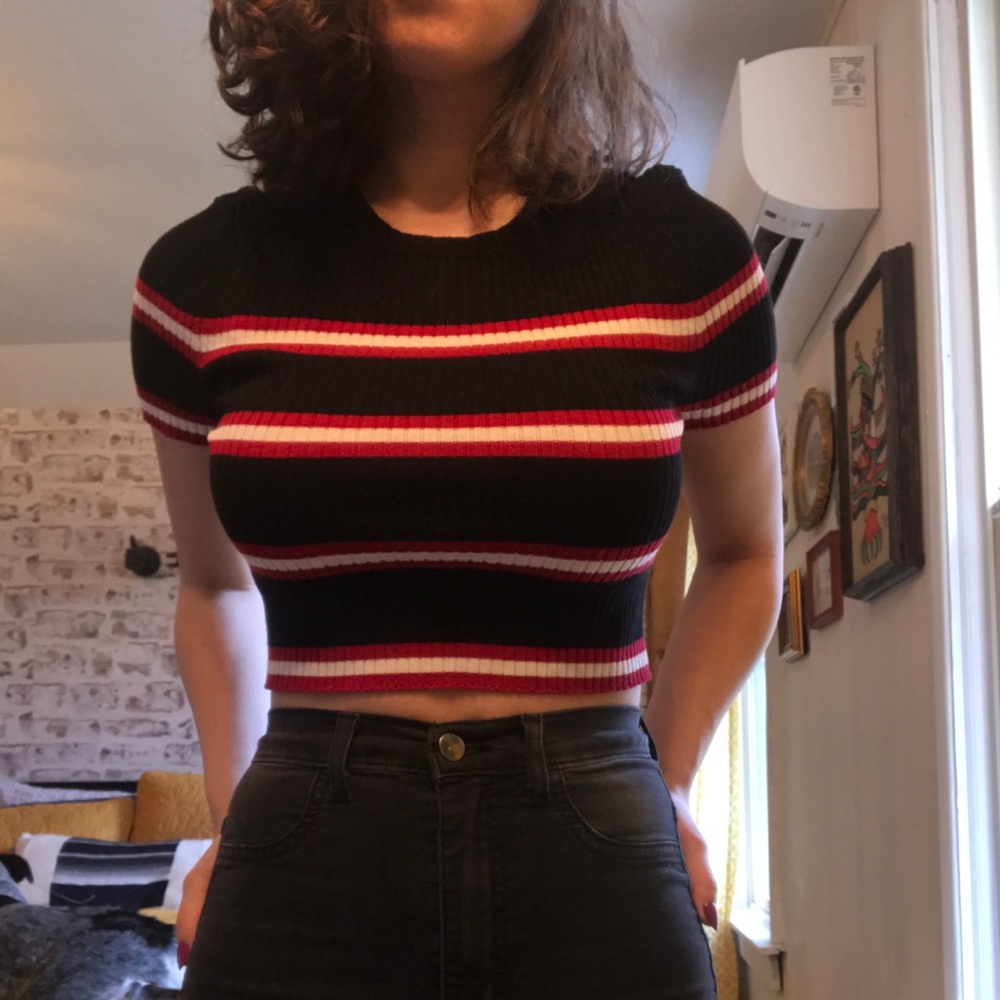Striped ribbed crop top